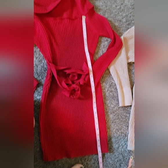 2 STUNNING SWEATER OFF SHOULDER RIBBED KNIT MINI DRESSES - Picture 11 of 16